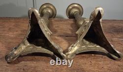 PAIRE DE PIQUE-CIERGES D'AUTEL SAINTE TRINITE EN LAITON OU BRONZE XIX ème S