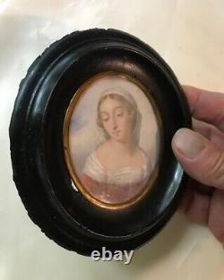 PEINTURE PORTRAIT MINIATURE JEUNE FEMME XIX ème / VICTORIAN MINIATURE PAINTING