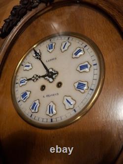 PENDULE HORLOGE OEIL DE BOEUF CADRAN EMAILLE LATOUR XIXe NAPOLÉON III