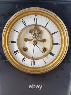 PENDULE MARBRE 37cm NAPOLÉON III MOUVEMENT A ANCRE JAPY PARIS BARBOT XIX 1870-80