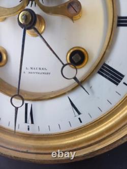 PENDULE MARBRE 37cm NAPOLÉON III MOUVEMENT A ANCRE JAPY PARIS BARBOT XIX 1870-80