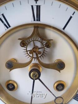 PENDULE MARBRE 37cm NAPOLÉON III MOUVEMENT A ANCRE JAPY PARIS BARBOT XIX 1870-80