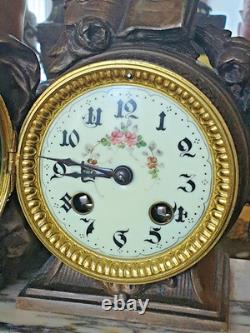 PENDULE et CASSOLETTES Fonctionne PARFAITEMENT ANGE Régule Marbre XIXe