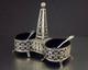 Paillard Freres Saleron Double Prise Obelisque Argent Massif Cristal Bleu Xix°