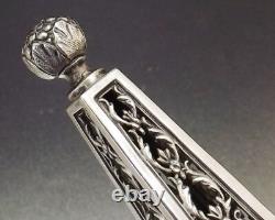 Paillard Freres Saleron Double Prise Obelisque Argent Massif Cristal Bleu Xix°