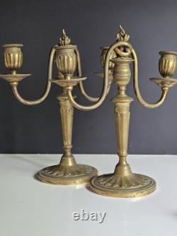 Paire De Bougeoir En Bronze Debut XIX Sublime Era Empire Napoleon III Louis XVI