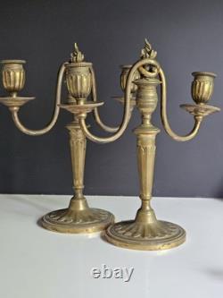 Paire De Bougeoir En Bronze Debut XIX Sublime Era Empire Napoleon III Louis XVI