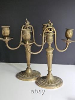 Paire De Bougeoir En Bronze Debut XIX Sublime Era Empire Napoleon III Louis XVI