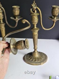 Paire De Bougeoir En Bronze Debut XIX Sublime Era Empire Napoleon III Louis XVI