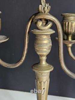 Paire De Bougeoir En Bronze Debut XIX Sublime Era Empire Napoleon III Louis XVI