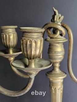 Paire De Bougeoir En Bronze Debut XIX Sublime Era Empire Napoleon III Louis XVI