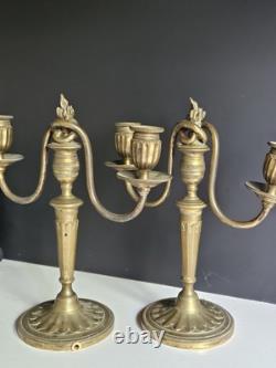 Paire De Bougeoir En Bronze Debut XIX Sublime Era Empire Napoleon III Louis XVI