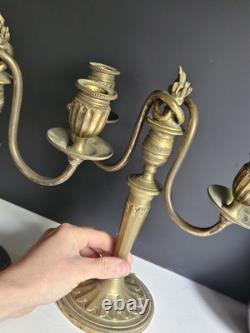 Paire De Bougeoir En Bronze Debut XIX Sublime Era Empire Napoleon III Louis XVI