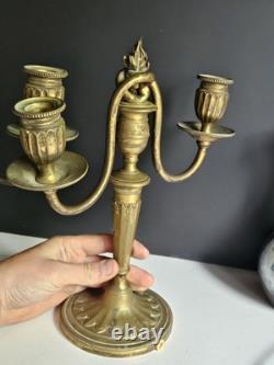 Paire De Bougeoir En Bronze Debut XIX Sublime Era Empire Napoleon III Louis XVI