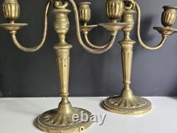 Paire De Bougeoir En Bronze Debut XIX Sublime Era Empire Napoleon III Louis XVI