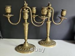 Paire De Bougeoir En Bronze Debut XIX Sublime Era Empire Napoleon III Louis XVI