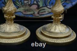 Paire De Bougeoirs En Bronze Dore Epoque XIX Periode Restauration Napoleon III