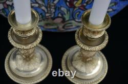 Paire De Bougeoirs En Bronze Dore Epoque XIX Periode Restauration Napoleon III
