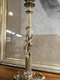 Paire De Bougeoirs En Bronze à Decor De Salamandres Époque Napoléon III XIXe