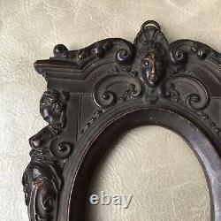 Paire De Cadres Anciens en Bronze Patine Brune Mascarons XIXè Napoléon III 19thC