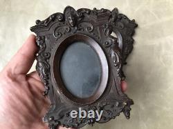 Paire De Cadres Anciens en Bronze Patine Brune Mascarons XIXè Napoléon III 19thC