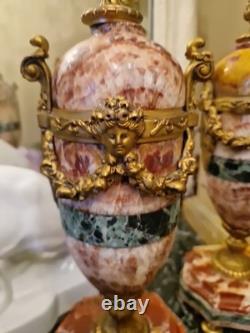 Paire De Cassolettes En Marbre Et Monture En Bronze, Époque Fin XIX Ème S