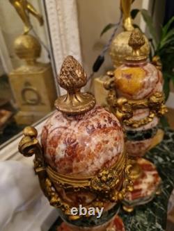 Paire De Cassolettes En Marbre Et Monture En Bronze, Époque Fin XIX Ème S