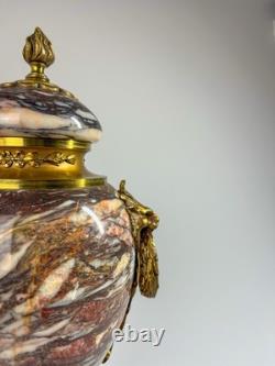 Paire De Cassolettes Napoléon 3 Marbre Et Bronze XIXe siècle 42cm