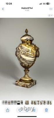 Paire De Cassolettes Napoléon 3 Marbre Et Bronze XIXe siècle 42cm