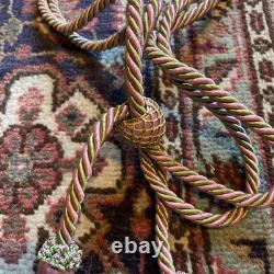 Paire Embrasses rose vert XIX ème Victorian Passementerie Tassels 19thC BÉtat