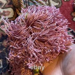 Paire Embrasses rose vert XIX ème Victorian Passementerie Tassels 19thC BÉtat