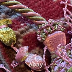 Paire Embrasses rose vert XIX ème Victorian Passementerie Tassels 19thC BÉtat