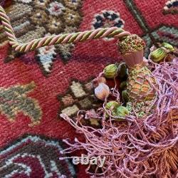 Paire Embrasses rose vert XIX ème Victorian Passementerie Tassels 19thC BÉtat