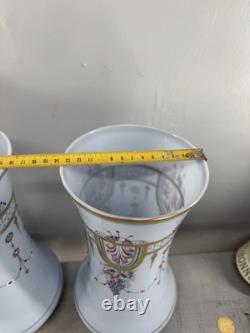 Paire Vase opaline Mauve XIXe doré main France Napoléon III Baccarat