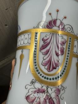 Paire Vase opaline Mauve XIXe doré main France Napoléon III Baccarat