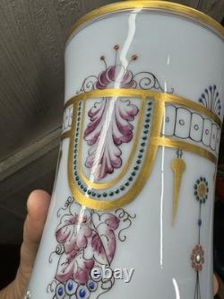 Paire Vase opaline Mauve XIXe doré main France Napoléon III Baccarat