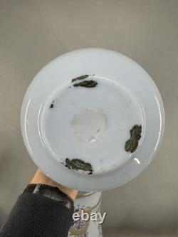 Paire Vase opaline Mauve XIXe doré main France Napoléon III Baccarat