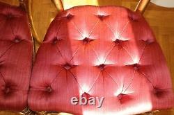 Paire chaise dorées fauteuil Epoque Napoleon III Louis XVI soie rouge XIX°