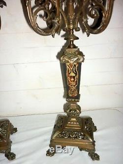 Paire chandelier candélabre Marqueterie Boulle Candlestick XVIII ou XIX eme