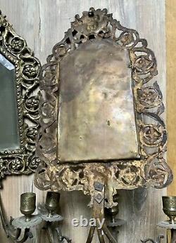 Paire d'appliques en bronze avec miroirs aux mascarons XIXE Napoleon III