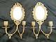 Paire D'appliques En Bronze Doré Deux Bras De Lumière Fond De Miroir Xixe Siècle
