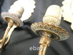 Paire d'appliques en bronze doré deux bras de lumière fond de miroir XIXe siècle
