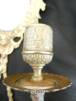 Paire d'appliques en bronze doré deux bras de lumière fond de miroir XIXe siècle