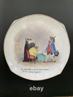 Paire d'assiettes intérieures, intrigue satirique. France, XIXe siècle Empire