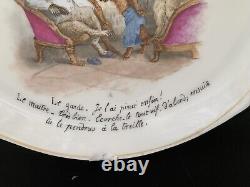 Paire d'assiettes intérieures, intrigue satirique. France, XIXe siècle Empire