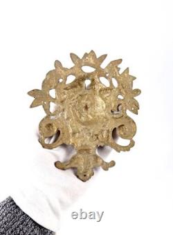 Paire d'entrées de serrure bronze d'ameublement mascarons féminins XIXe