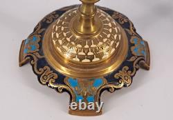 Paire de Bougeoirs Napoléon III Bronze et Émaux Cloisonnés XIXe Siècle