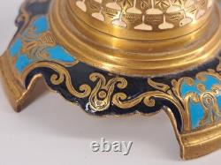 Paire de Bougeoirs Napoléon III Bronze et Émaux Cloisonnés XIXe Siècle