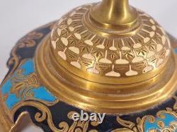 Paire de Bougeoirs Napoléon III Bronze et Émaux Cloisonnés XIXe Siècle