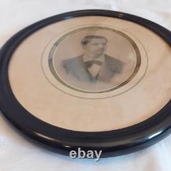Paire de Cadres ovales noirs anciens napoléon III XIX° Antique black oval frames